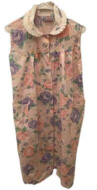 Vintage Granny Nightgown Size Small Pink Floral Cottagecore House Dress